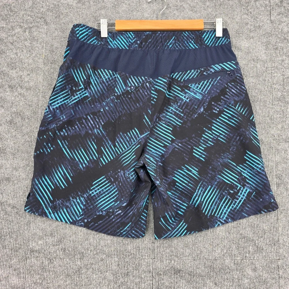 Speedo Tech Volley Mens Swim Shorts Blue Geometric Print UPF 50+ Medium NWT